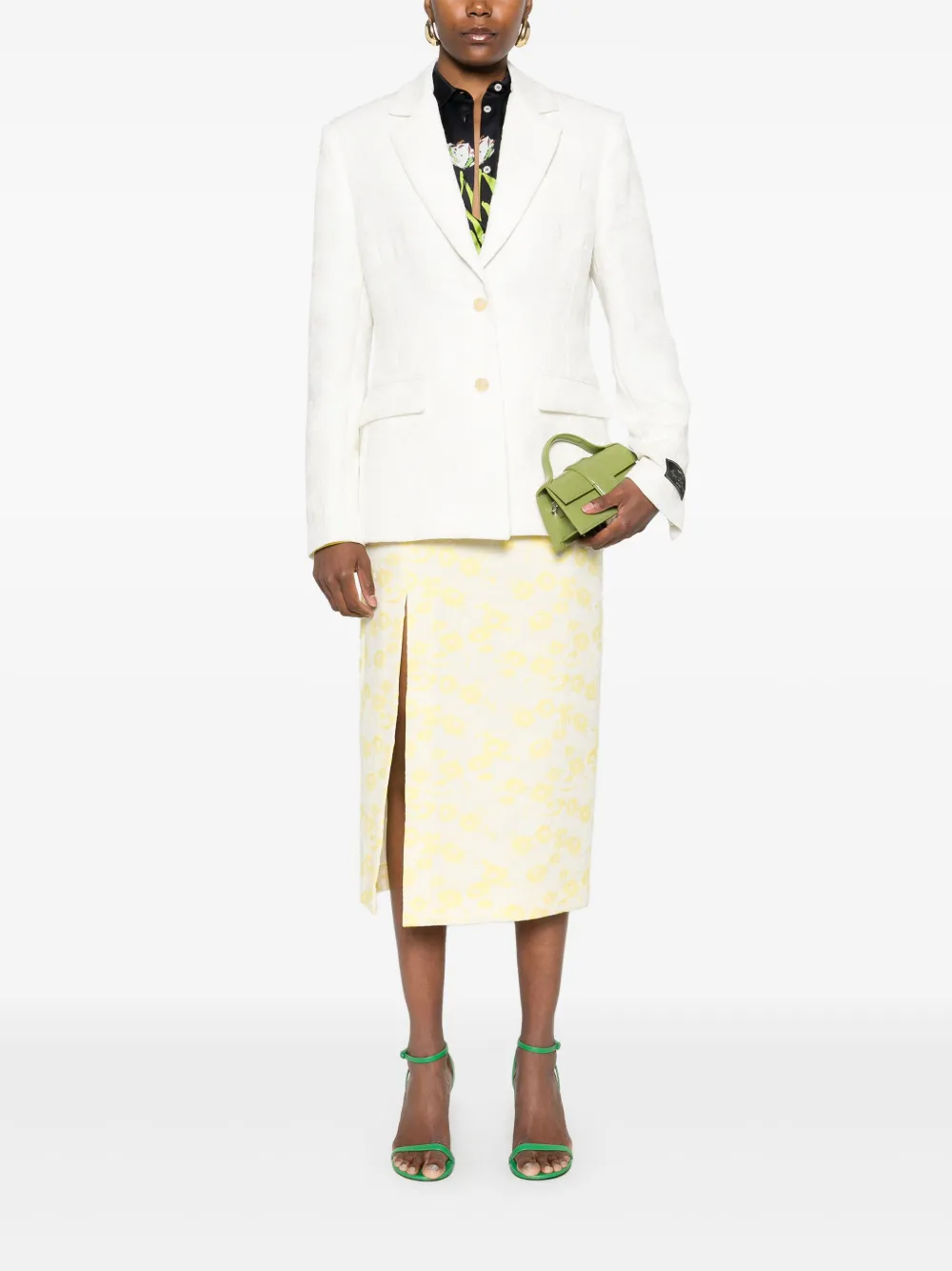 MSGM Blazer met bloemenjacquard - Wit