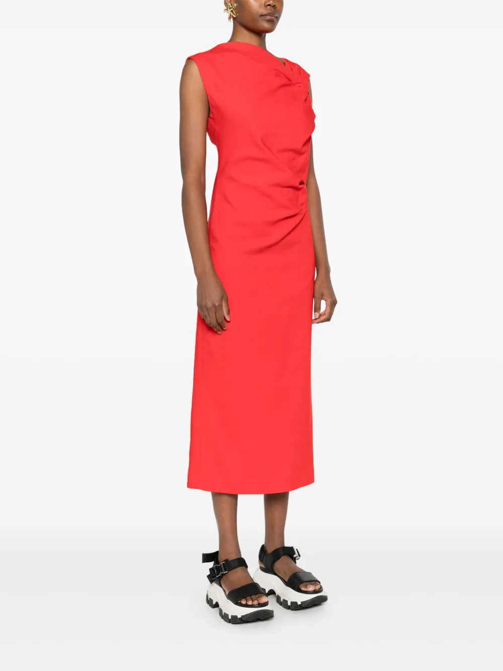 MSGM Asymmetrische midi-jurk Rood