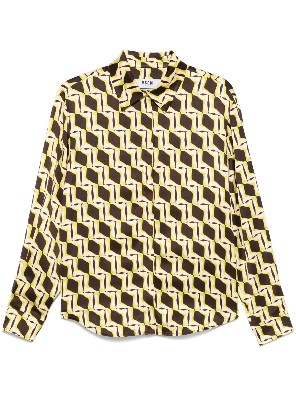MSGM قميص بطبعة هندسية | ألوان محايدة | Image 1