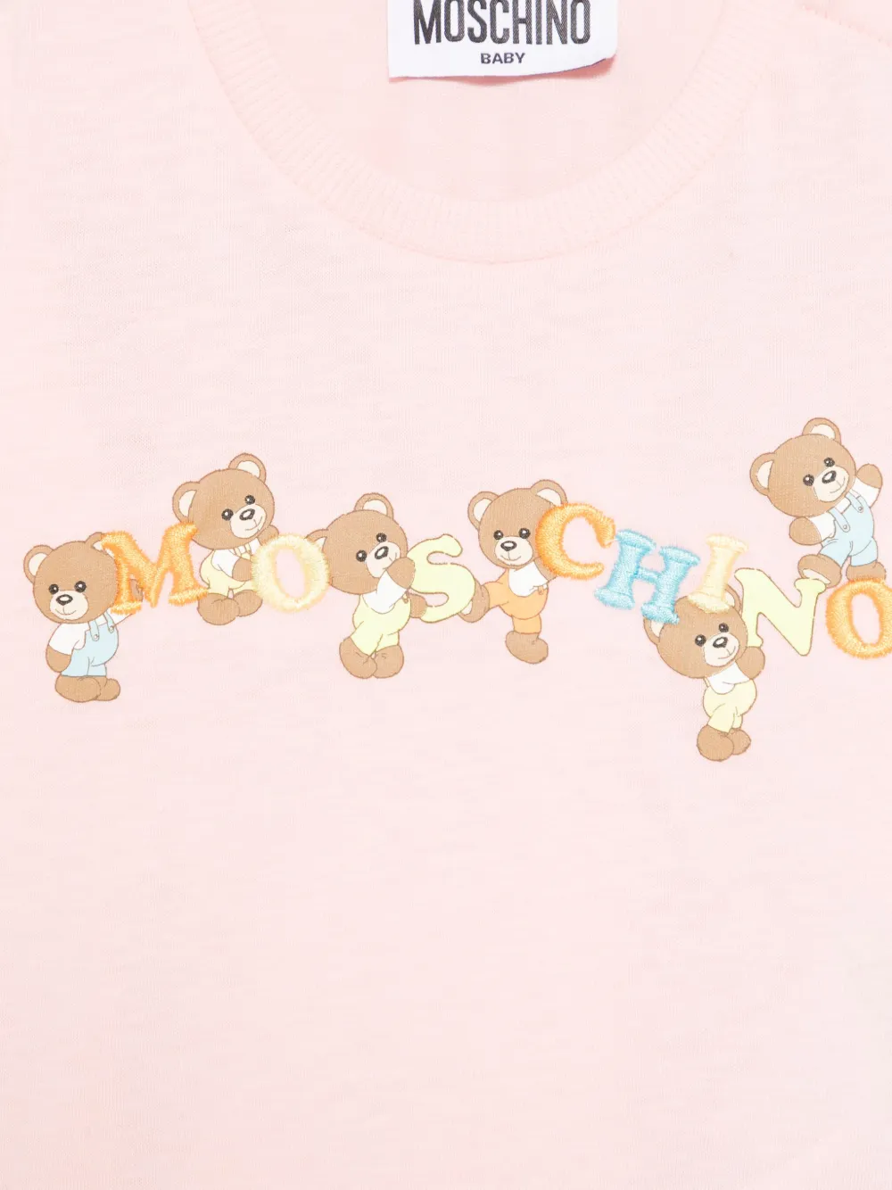 Moschino Kids T-shirt met geborduurd logo Roze