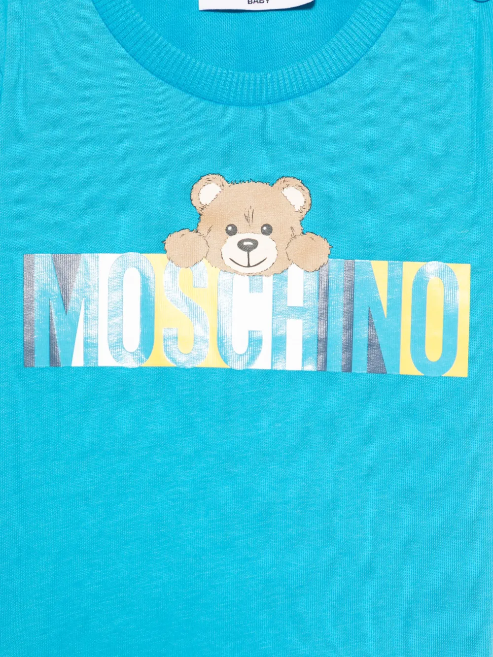 Moschino Kids T-shirt met teddybeerprint Blauw