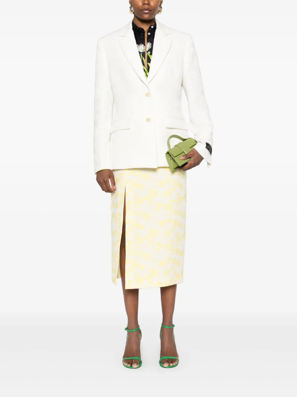 MSGM Midi-rok met bloemenjacquard - Geel