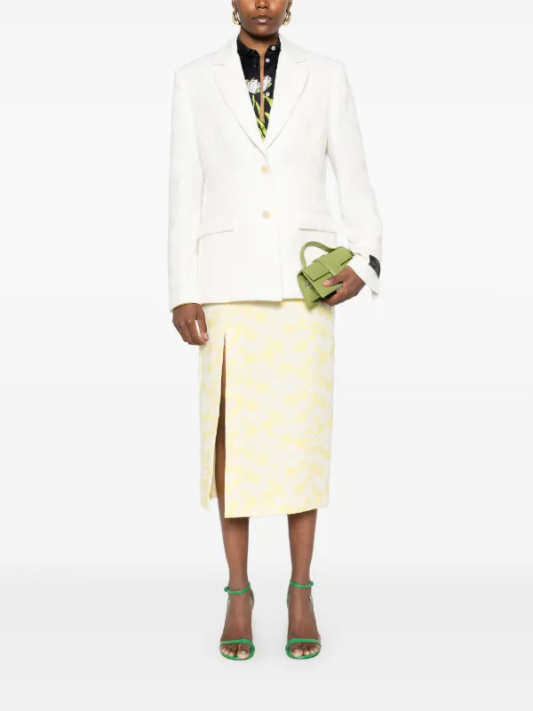 MSGM floral-jacquard Midi Skirt | Yellow | FARFETCH