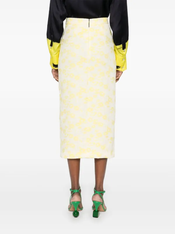 MSGM floral-jacquard Midi Skirt | Yellow | FARFETCH