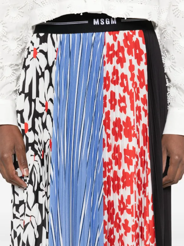 MSGM mix-print Midi Skirt | Black | FARFETCH