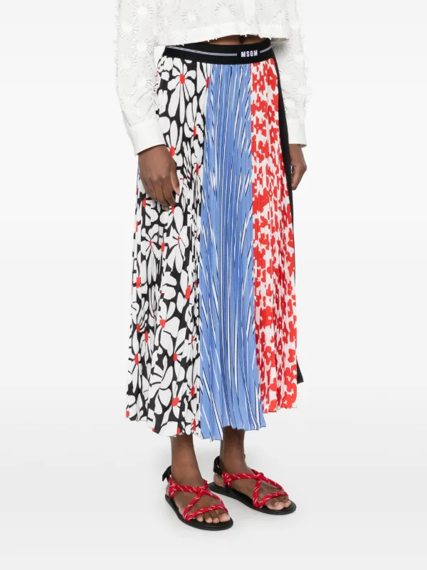 MSGM mix-print Midi Skirt | Black | FARFETCH