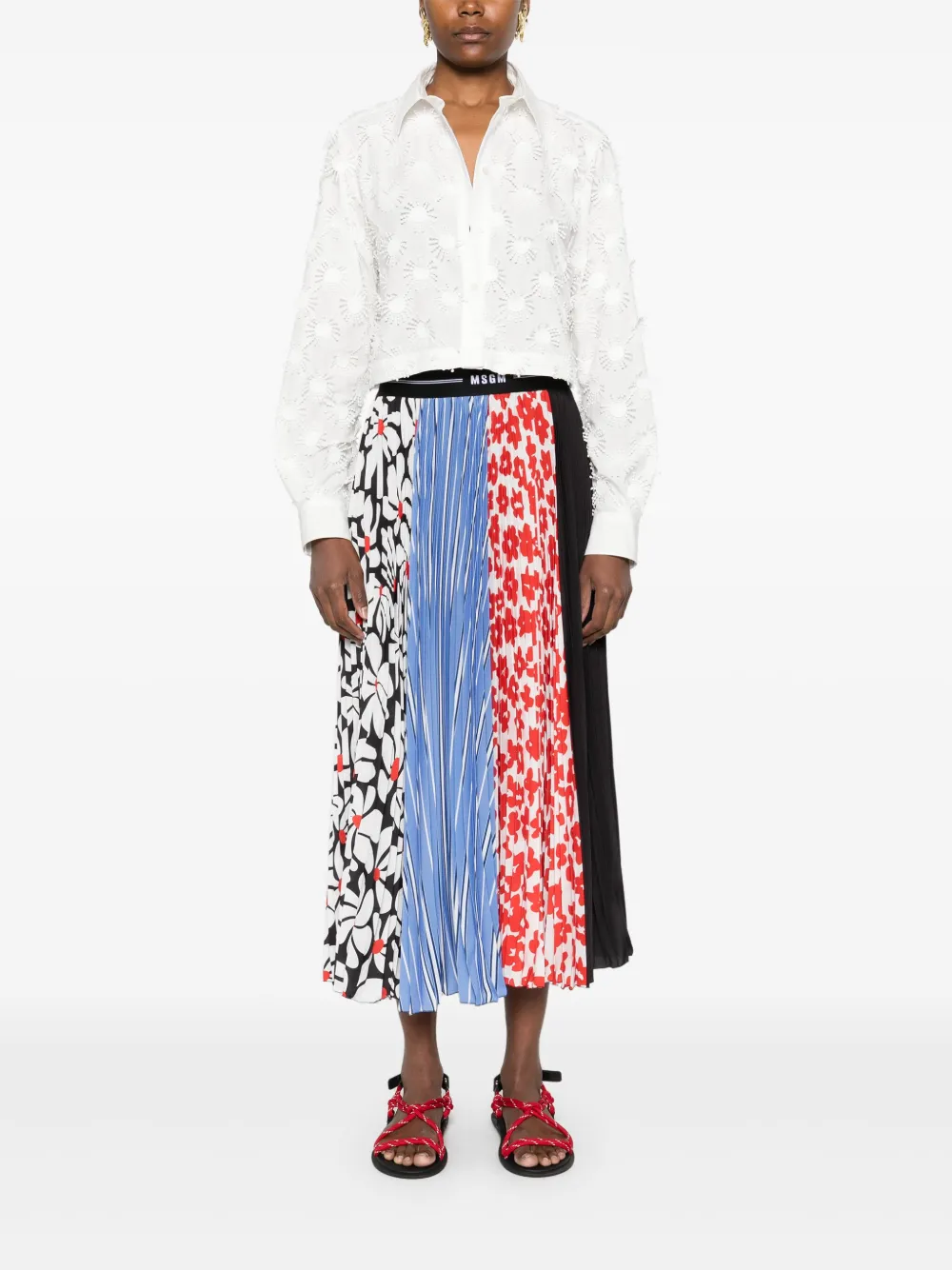 MSGM Midi-rok met gemixte print - Zwart