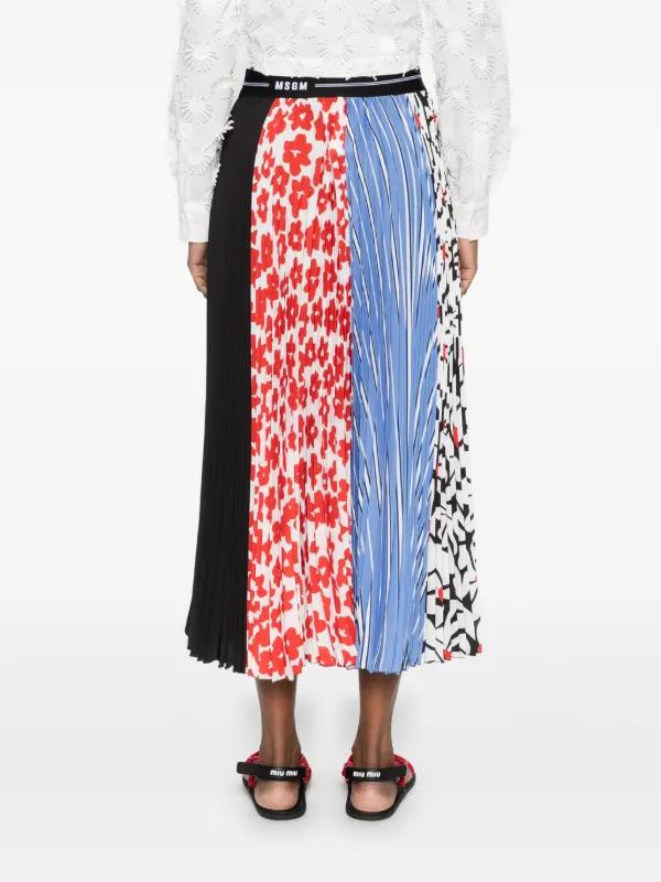 MSGM ミックスプリント スカート | ブラック | FARFETCH JP