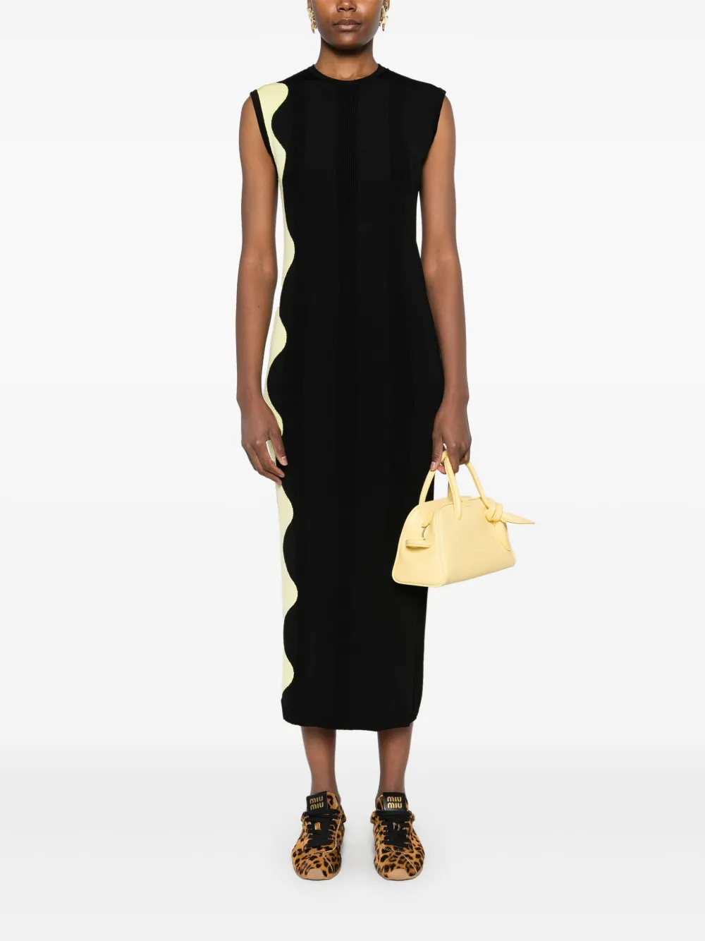 MSGM Maxi-jurk met golvend patroon - Zwart