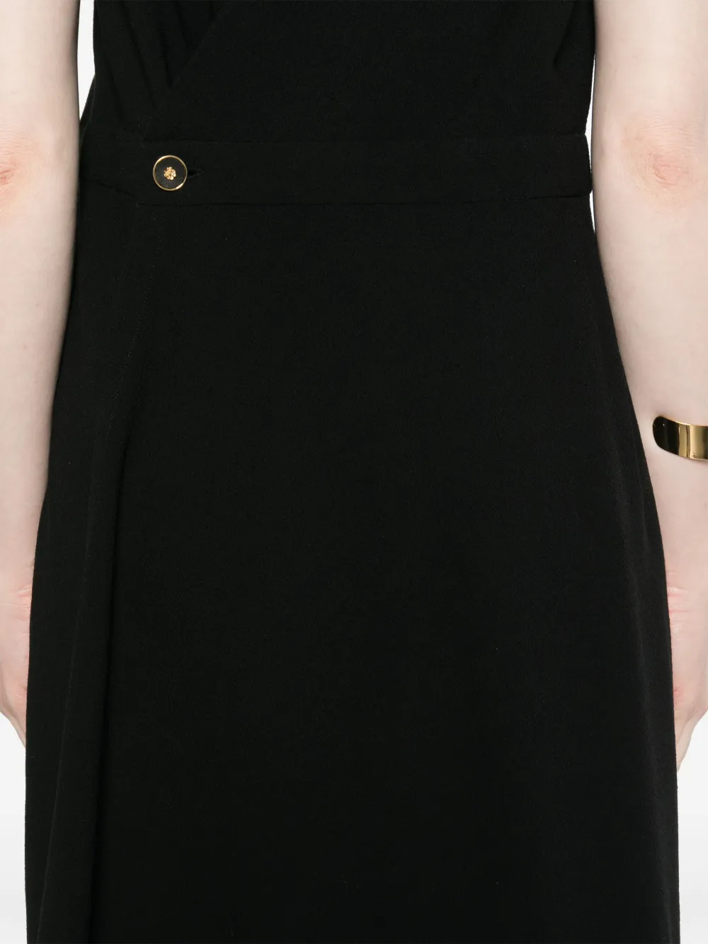 Pre-owned Chanel 1990s Wrap-design Midi Dress In Black