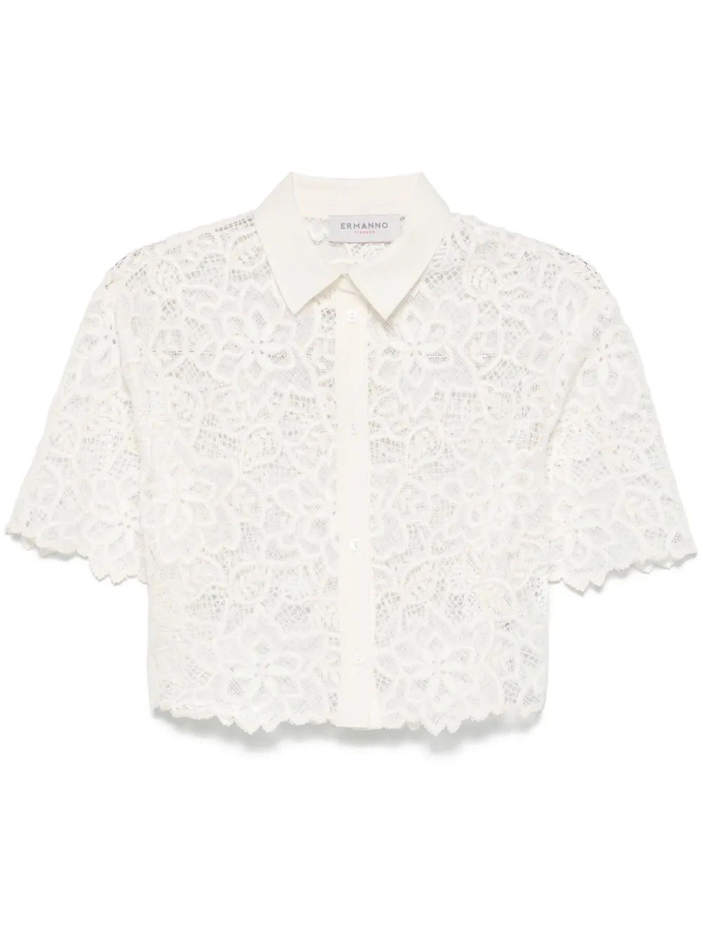 floral-embroidered shirt