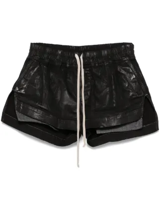 ショートパンツ Rick Owens \"Fog Boxer\" Shorts Black Porterville Fog Boxer Leather Shorts by Rick Owens on Sale