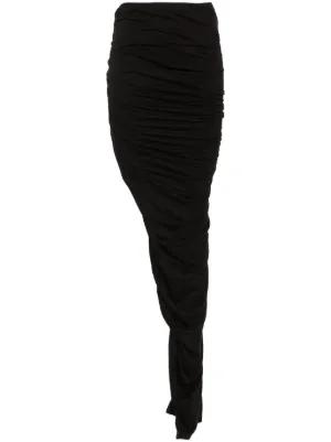 【RICK OWENS】DRKSHDW エドフ ディストレスト マキシスカート Black Porterville Soft Edfu Maxi Skirt by Rick Owens DRKSHDW