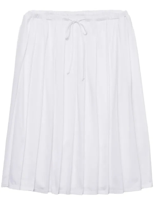 Prada Pleated Midi Skirt | White | FARFETCH