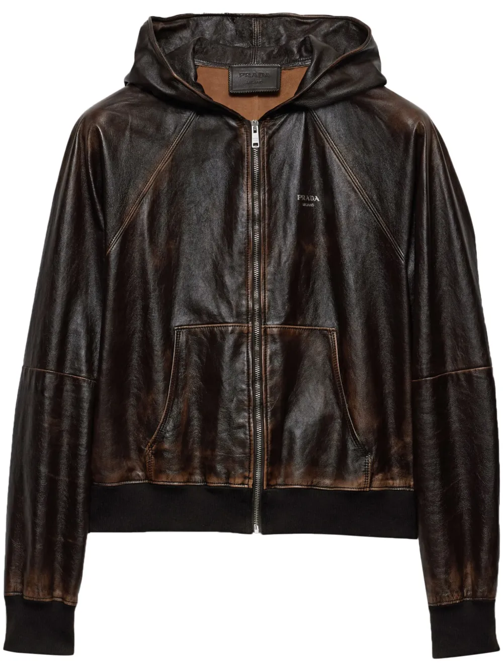 Prada hooded leather jacket | Brown | Image 1