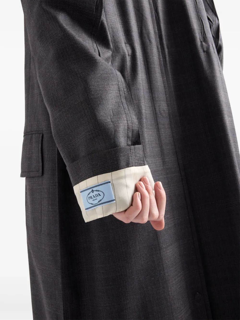 Prada Wollen mantel met enkele rij knopen Grijs