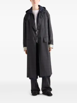 24AW new/PRADA タイディテールバージンウールコート Coat Gray Prada Coats for Women - Shop on FARFETCH