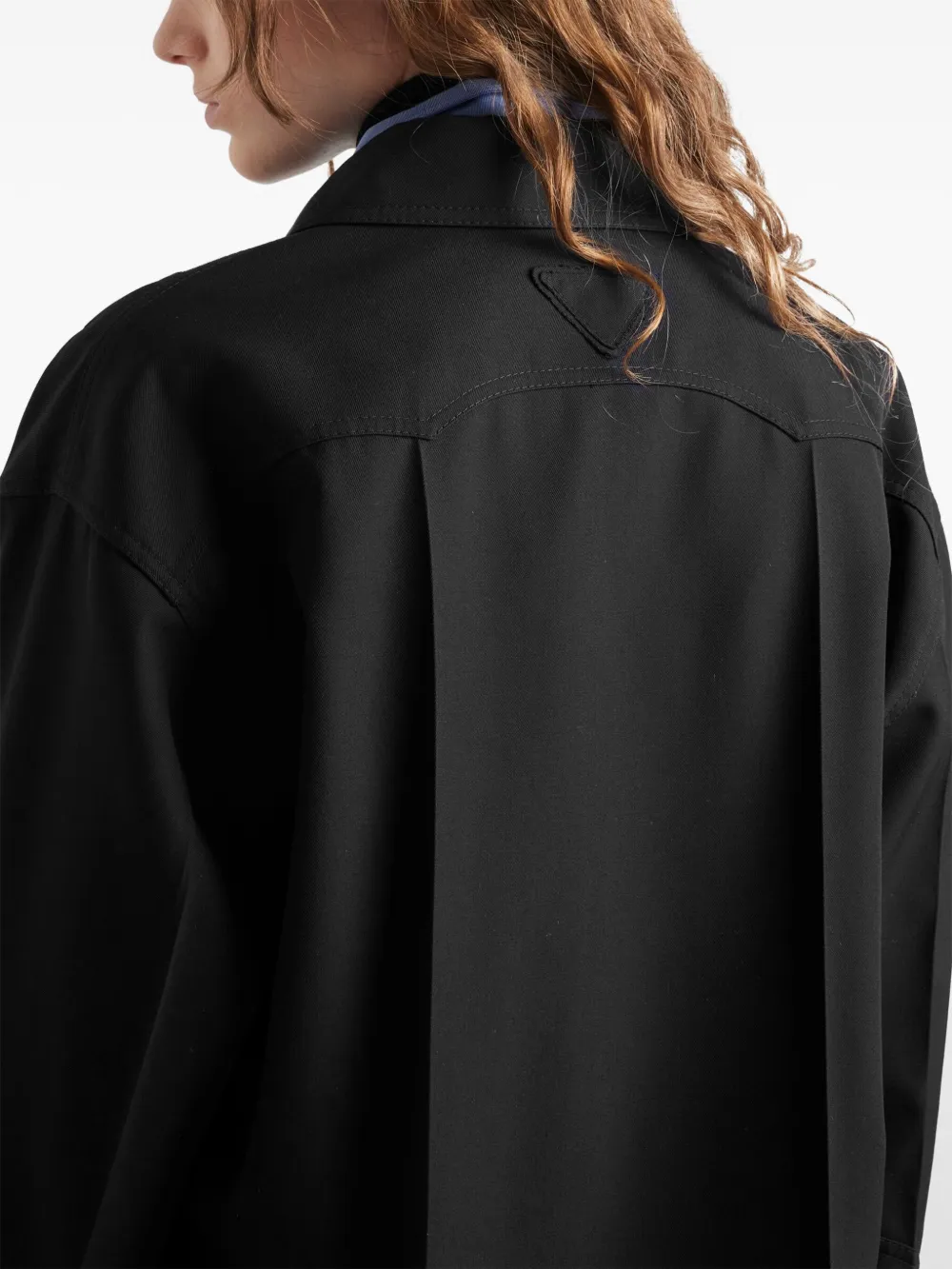 Prada Wollen gabardine jas Zwart