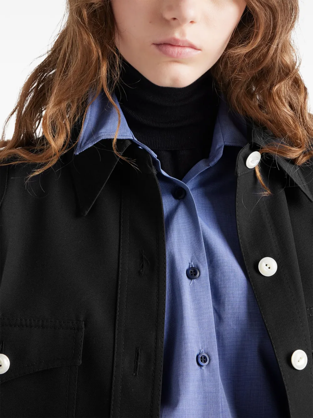Prada Wollen gabardine jas Zwart