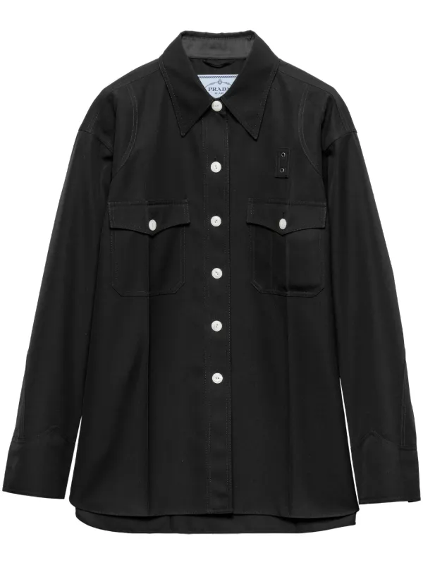 Prada Wool Gabardine Coat in Black