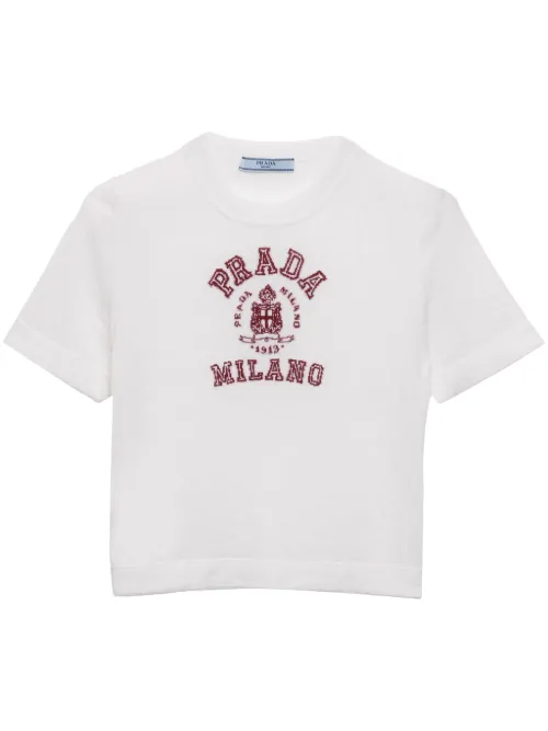 Haut à logo en intarsia - Prada - Modalova