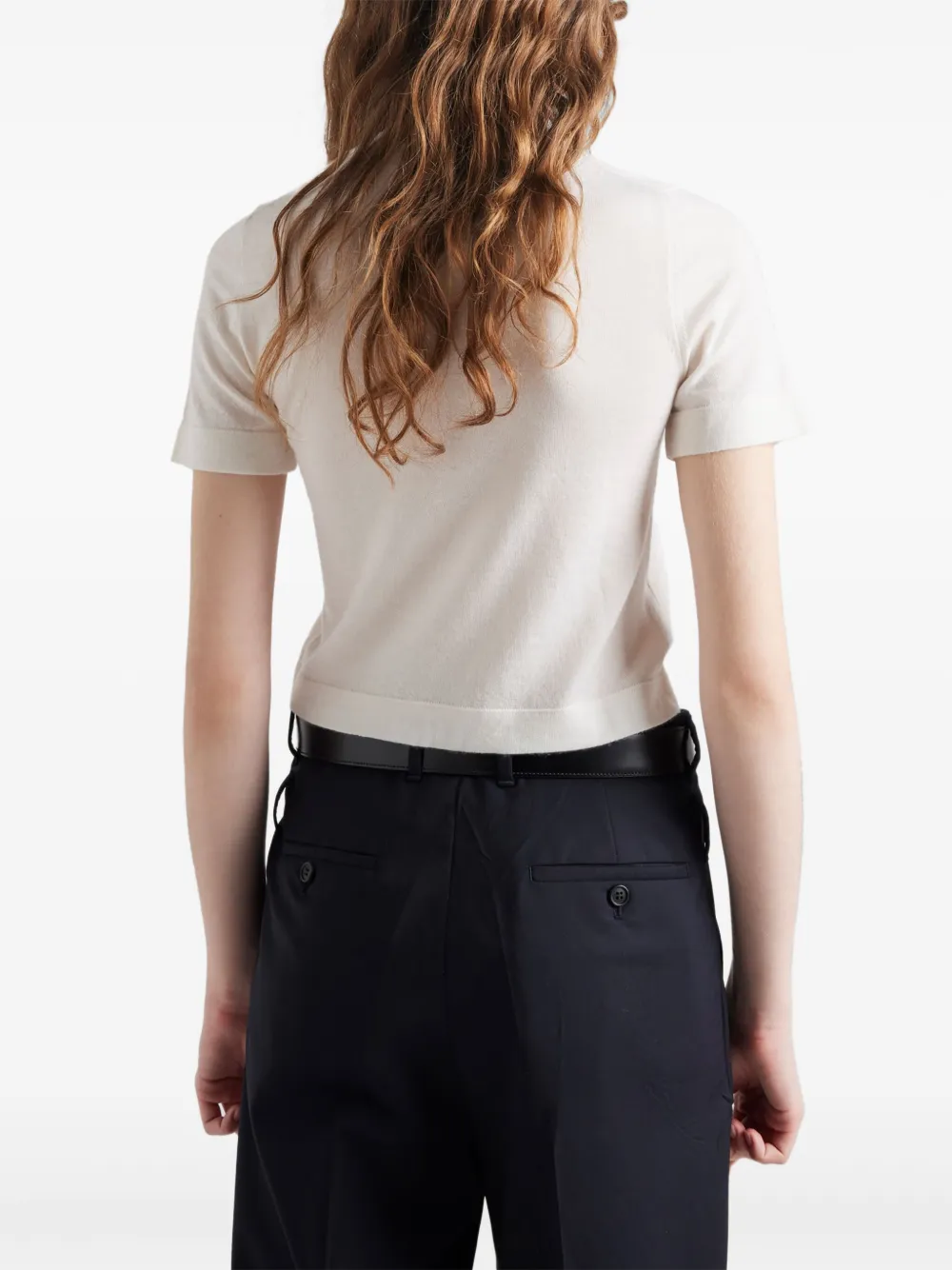 Prada Top met logo-intarsia Wit