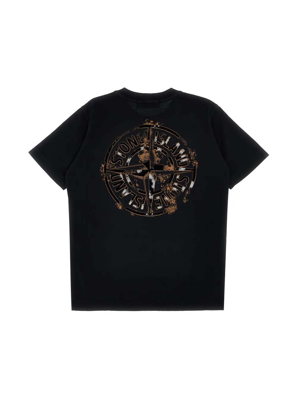 Stone Island Junior T-shirt met logoprint - Zwart