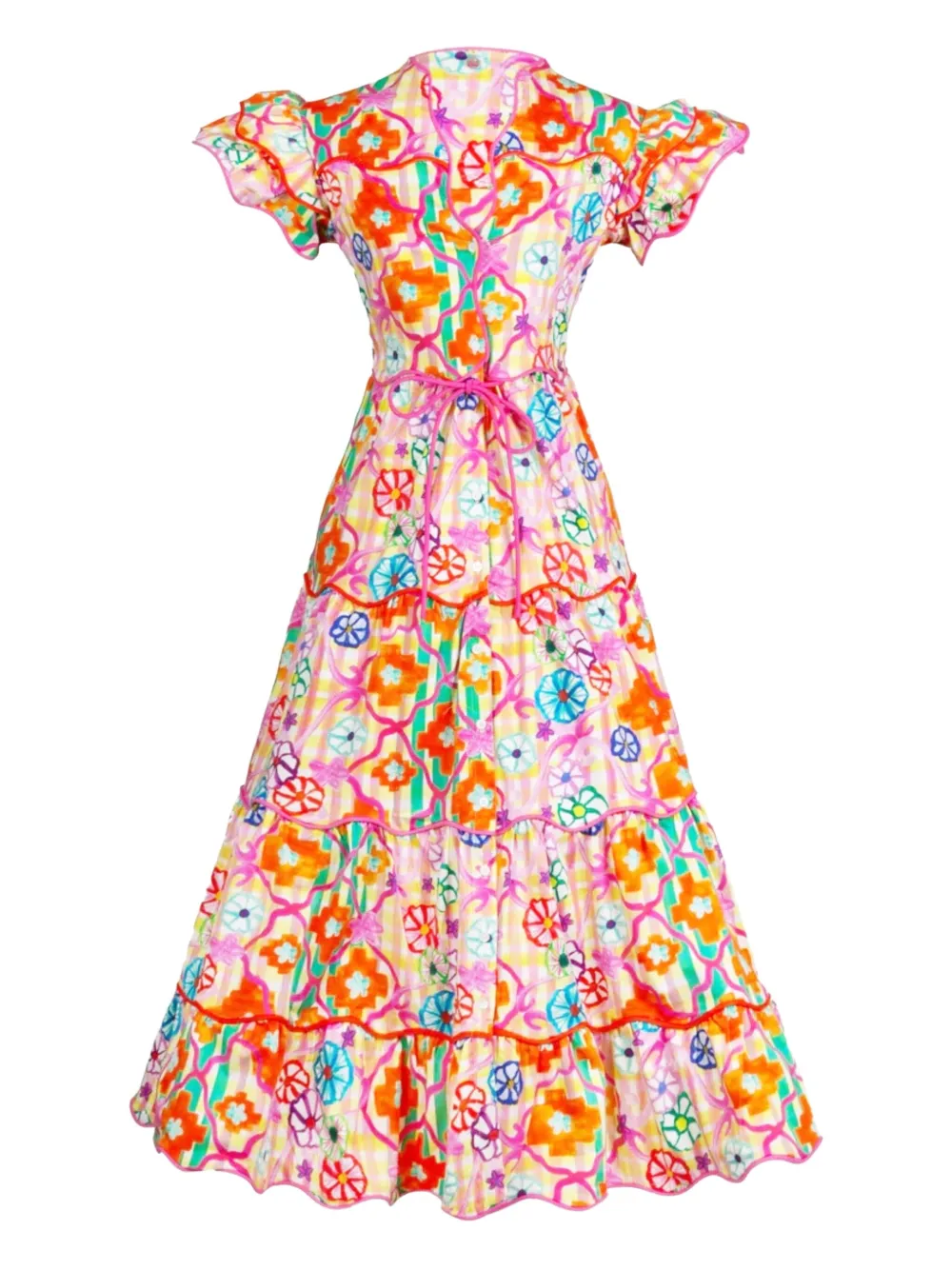 Celia B baba voyager-print midi dress - Rosa