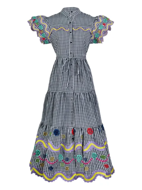 Celia B gingham embroidered reise dress