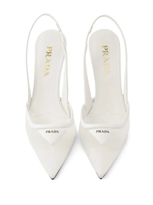 Prada 75mm triangle-logo Pumps | White | FARFETCH