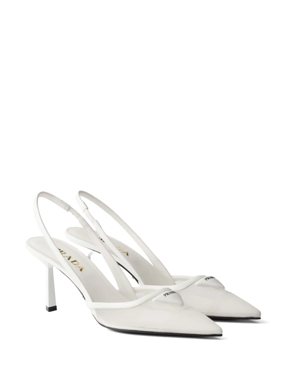 Prada 75mm triangle-logo pumps White