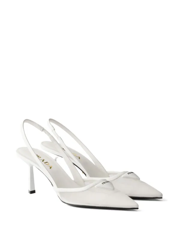 Prada 75mm triangle-logo Pumps | White | FARFETCH