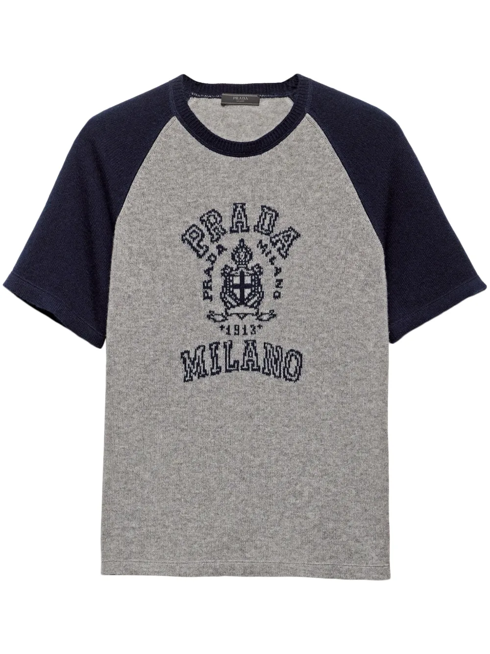 Prada T-shirt met logo intarsia Grijs