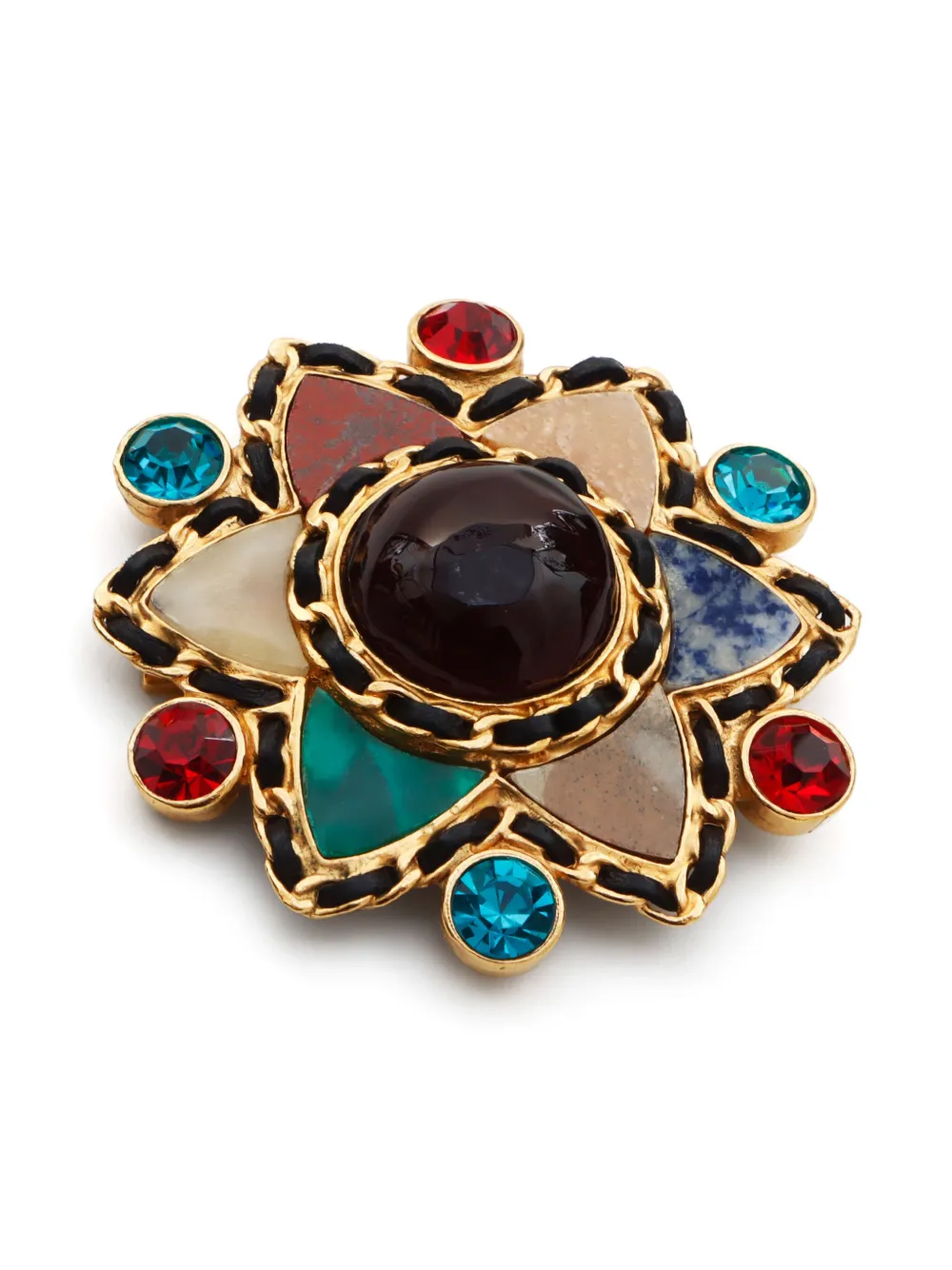 Pre-owned Chanel 1995 Gripoix Brooch In Gold