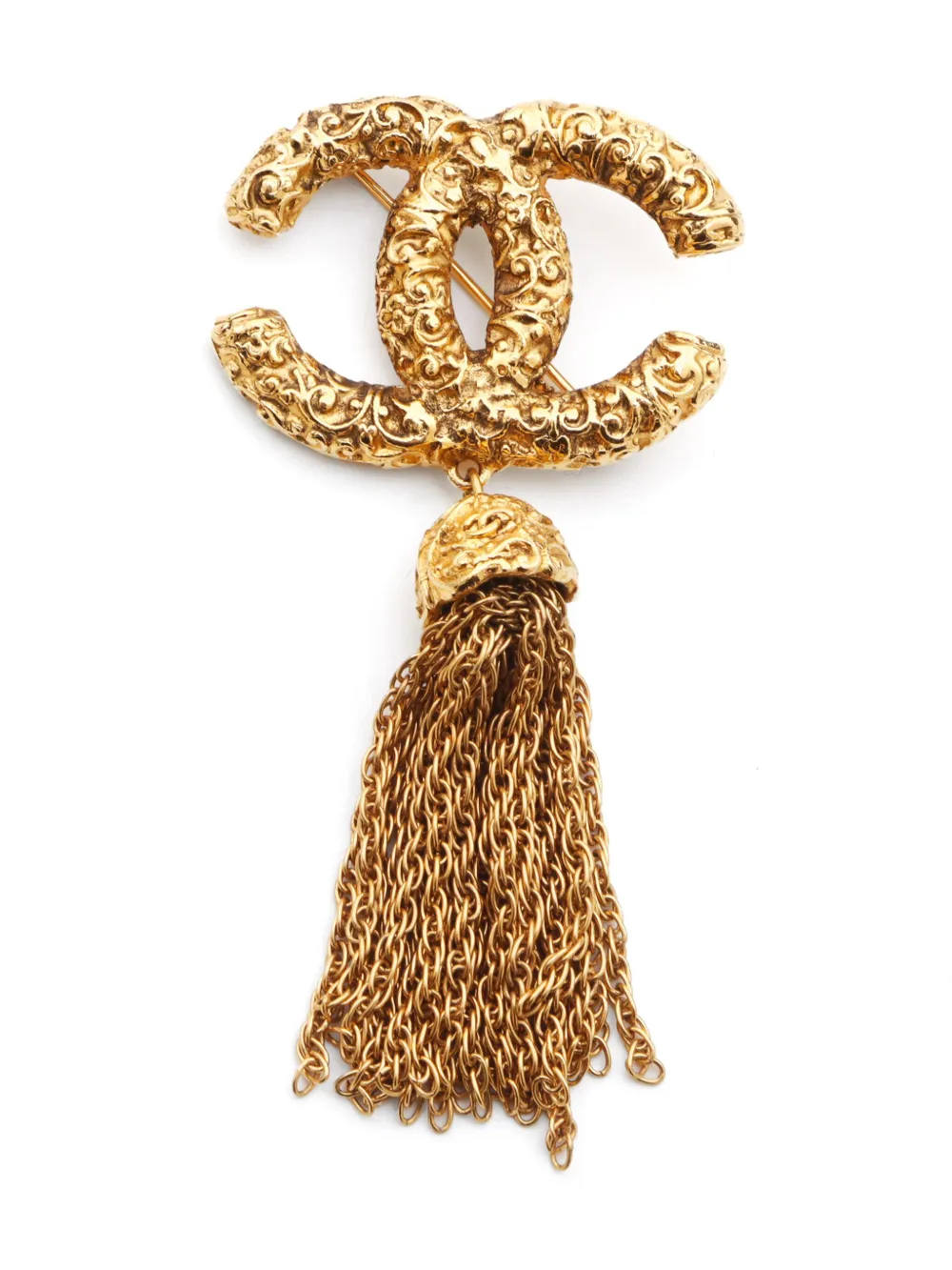 CHANEL Pre-Owned 1993 CC logo lava brooch | Gold | Image 1