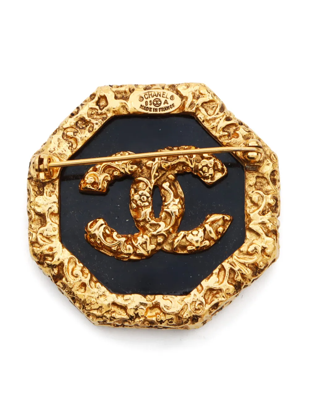 CHANEL Pre-Owned 1995 lava broche met CC-logo - Goud