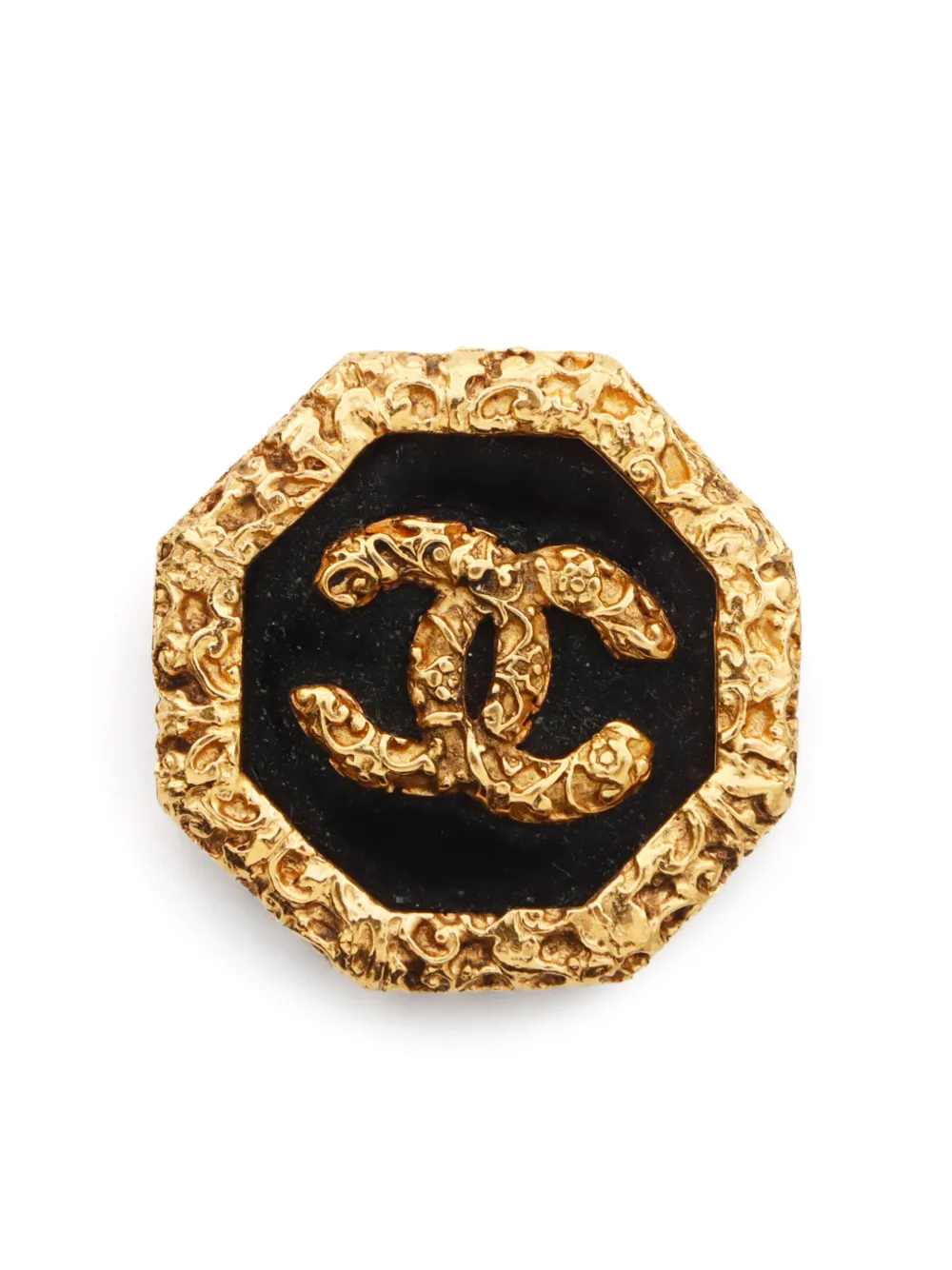 CHANEL Pre-Owned 1995 CC logo lava brooch | Gold | Image 1