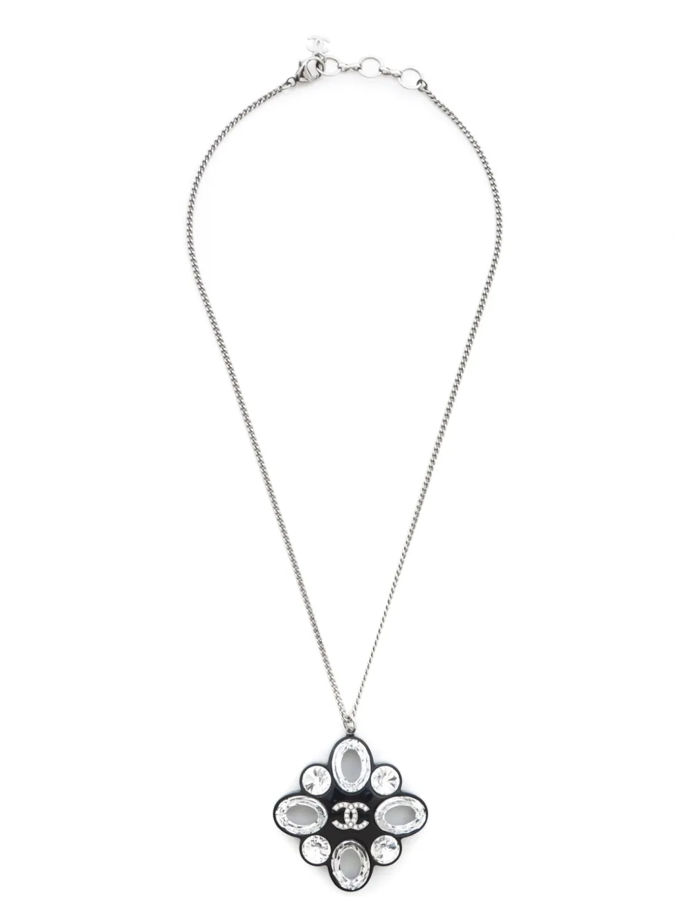 CHANEL Pre-Owned 2016 CC logo rhinestone pendant necklace | Silver | Image 1