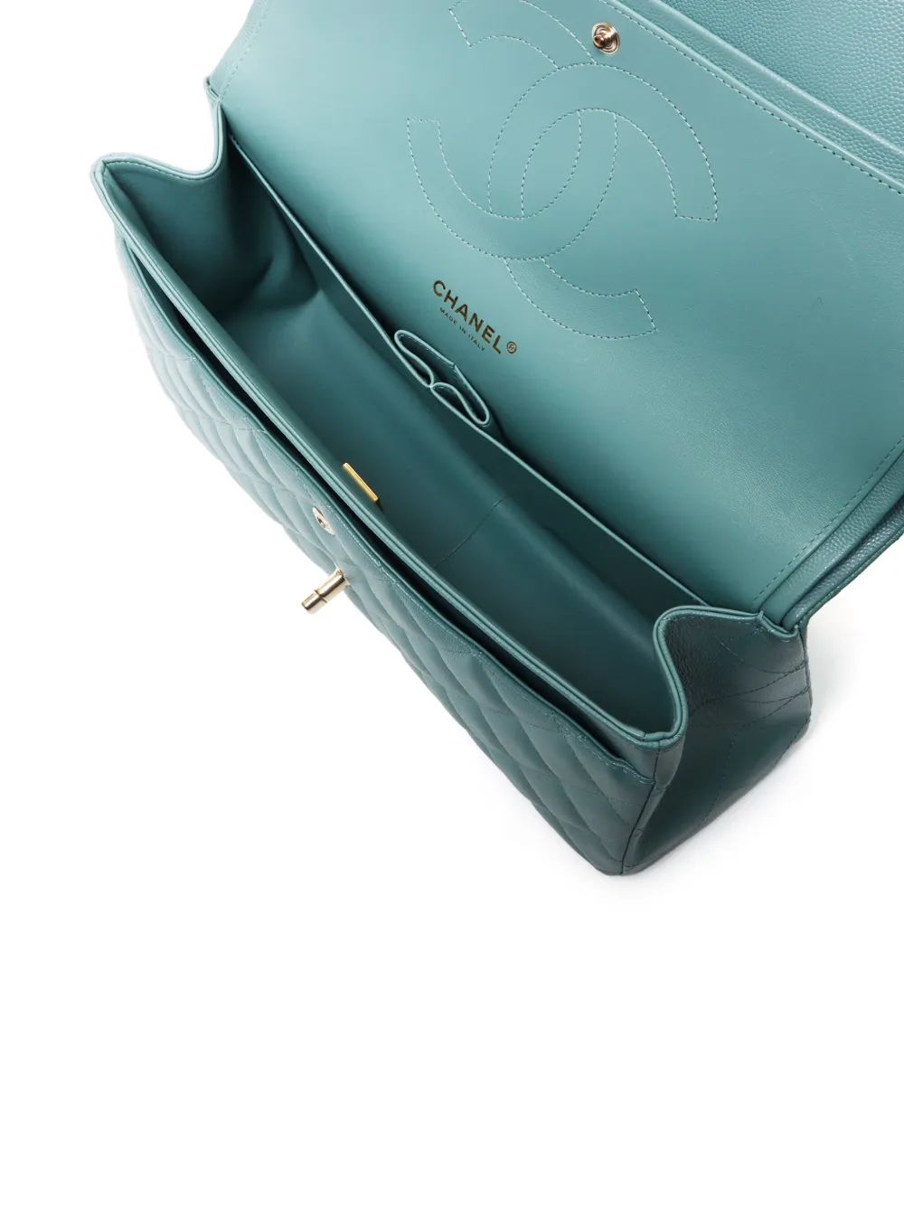 Pre-owned Chanel 2021 Jumbo Double Flap Shoulder Bag In Blue