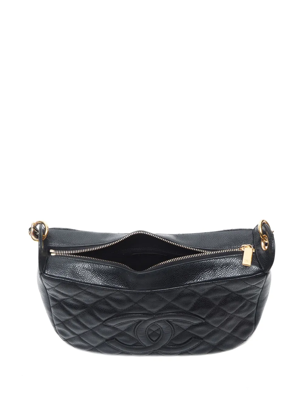 Pre-owned Chanel 2003-2004 Diamond-quilted Shoulder Bag In Black