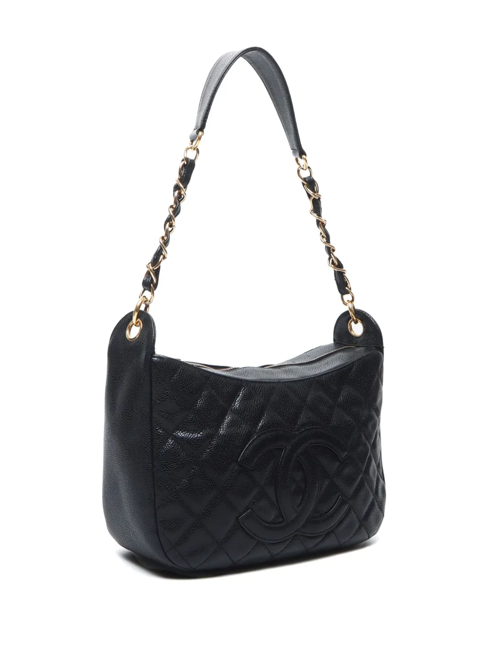 Pre-owned Chanel 2003-2004 Diamond-quilted Shoulder Bag In Black