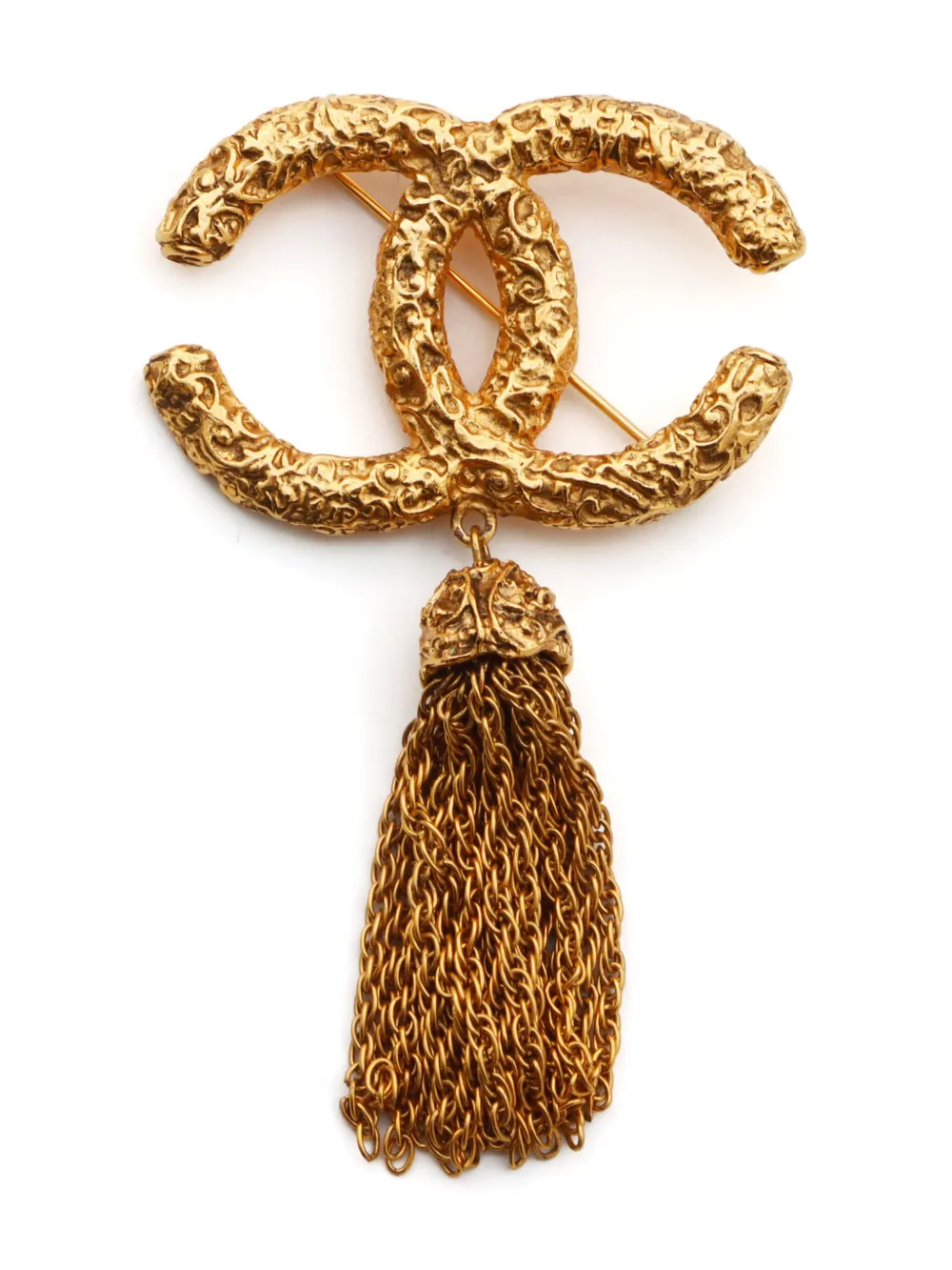 CHANEL Pre-Owned 2003 CC logo lava brooch | Gold | Image 1