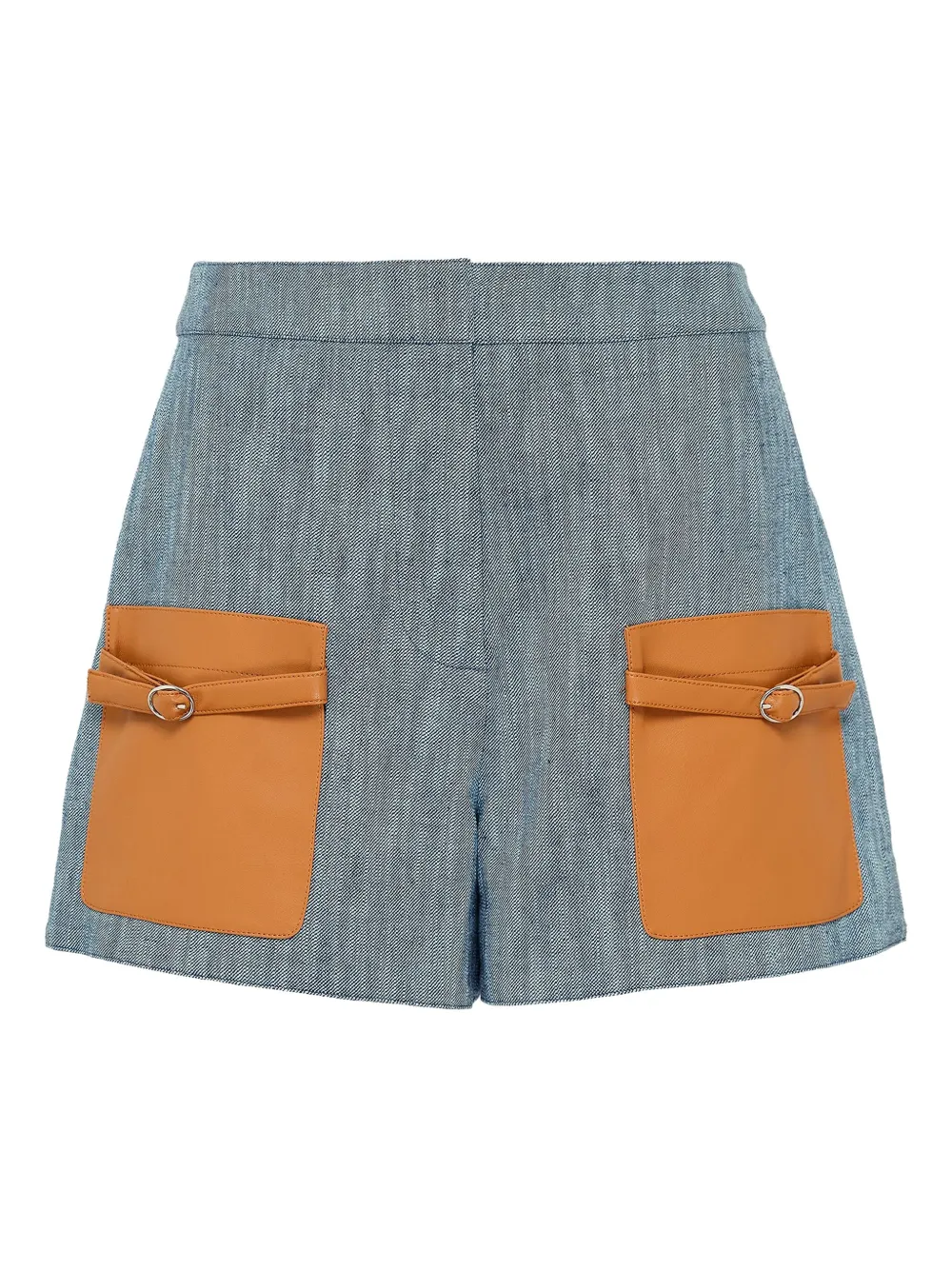 Alexis McCoy leather-pocket denim shorts Blauw