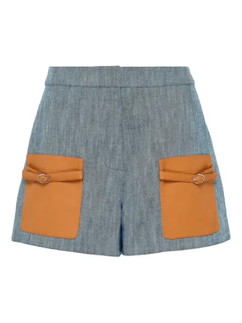 Alexis McCoy leather-pocket denim shorts
