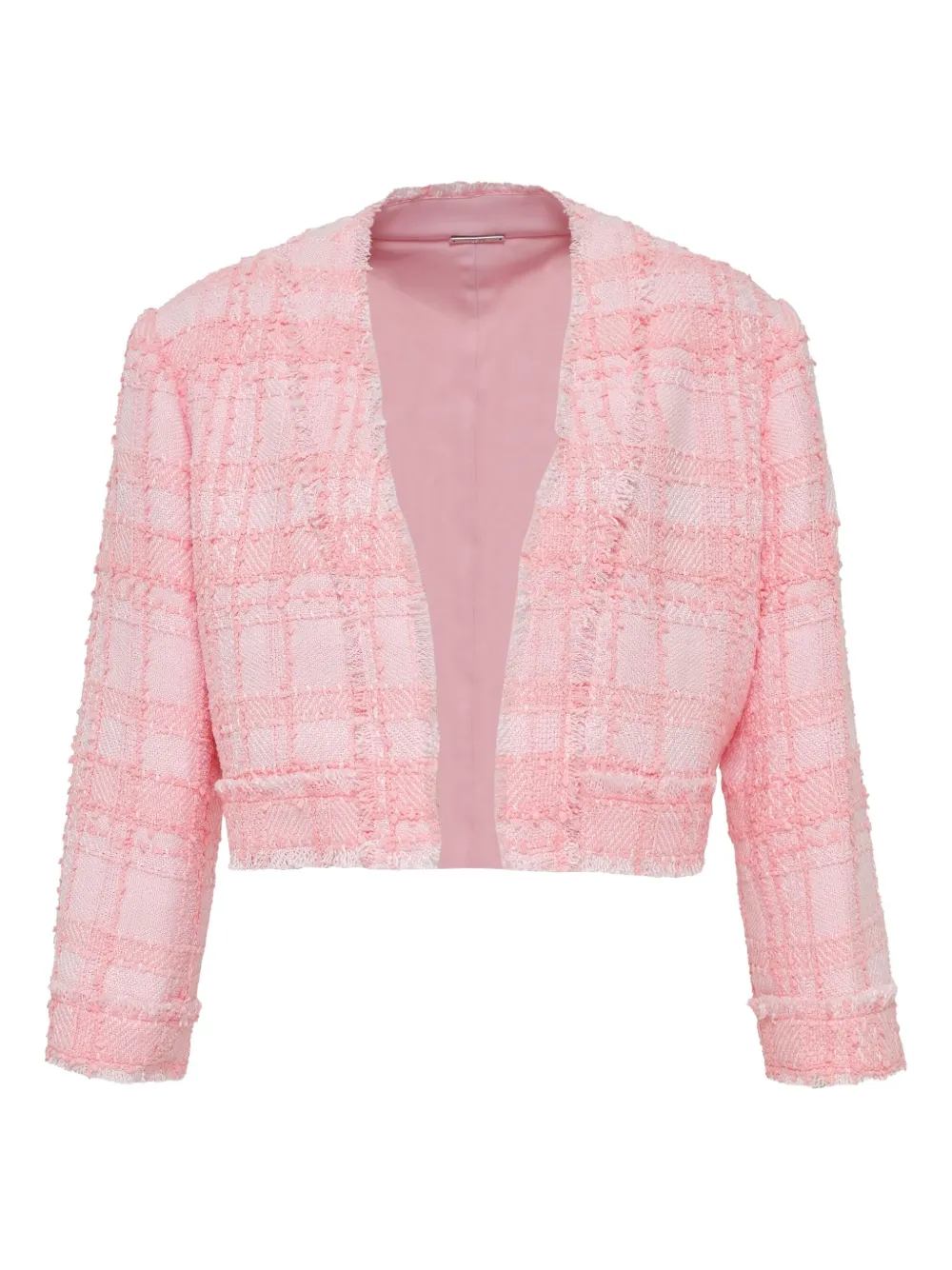 Alexis checked tweed cropped jacket Roze