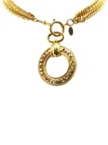 CHANEL Pre-Owned 1970-1980 Gold Plated Logo Loupe Magnifying Glass Pendant Necklace costume necklace