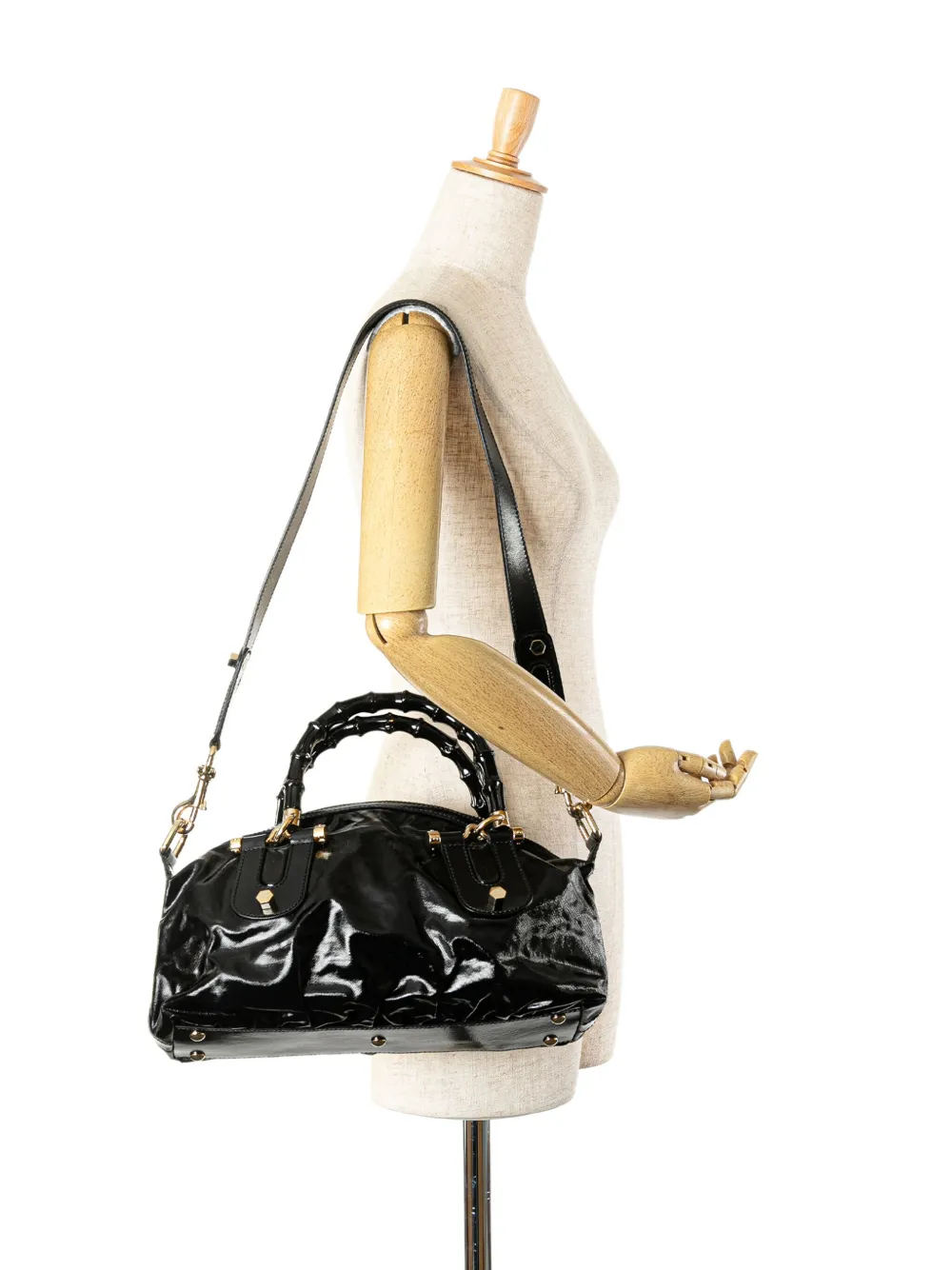Gucci Pre-Owned 2000-2015 Coated Canvas Bamboo Dialux Pop satchel - Zwart