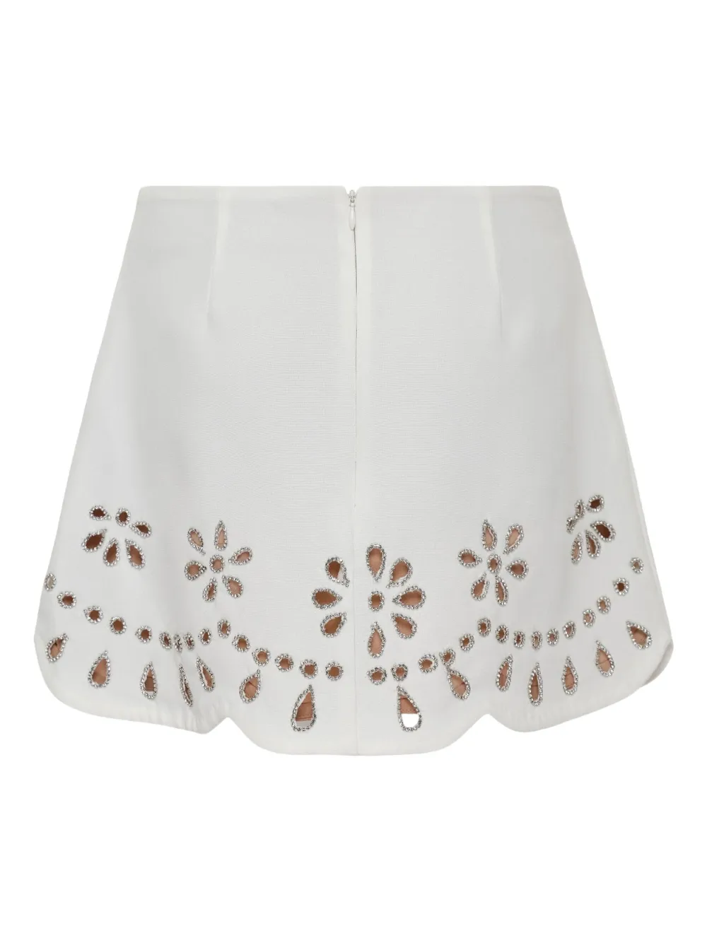 Alexis cut-out floral A-line skirt Beige