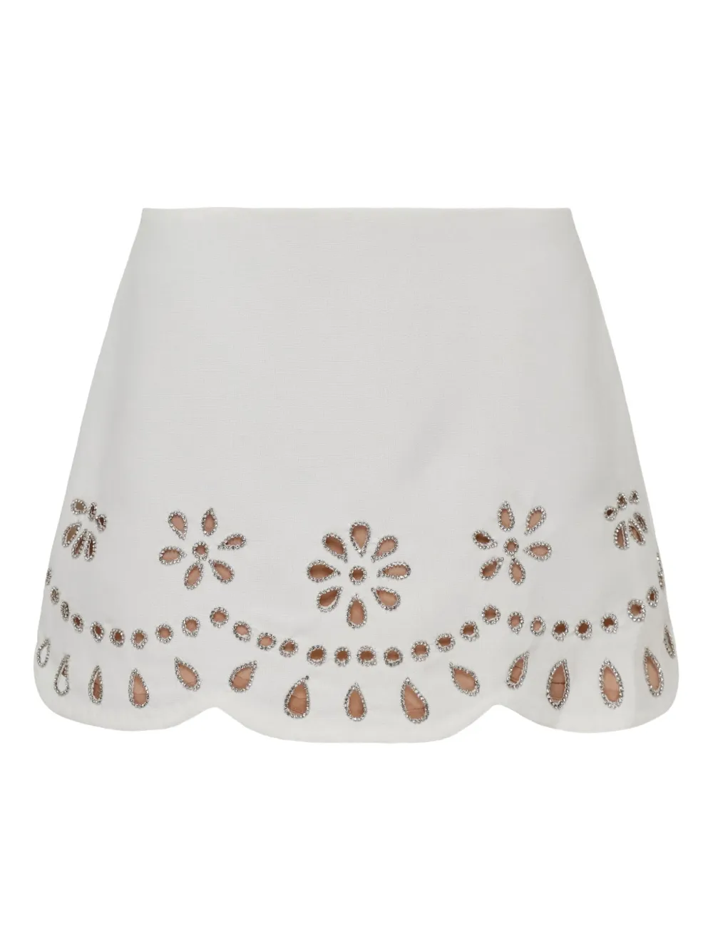Alexis cut-out floral A-line skirt Beige