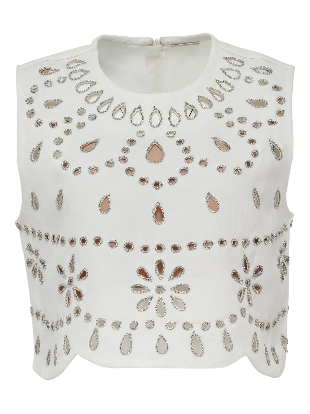 Alexis Tavy cut-out embellished top Wit